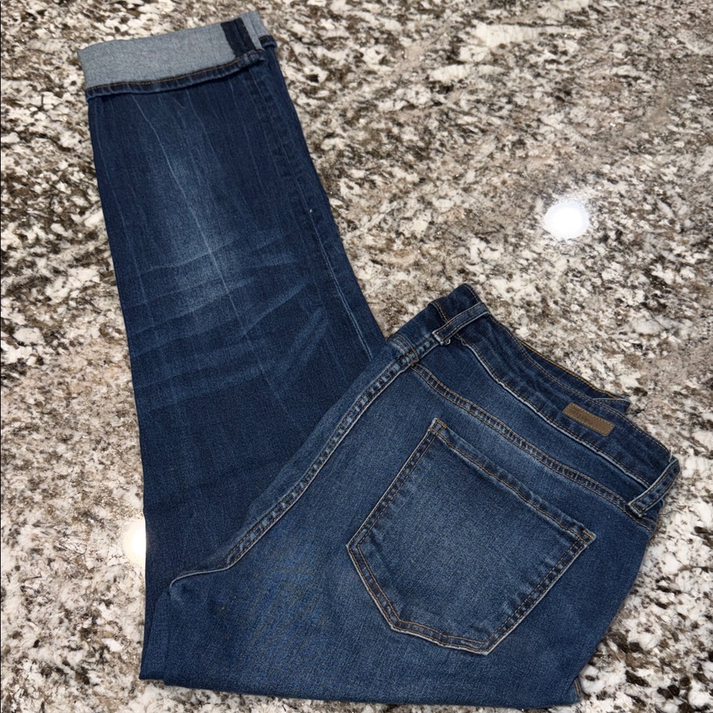 Kut  from the Kloth - Women's Dark Blue Stretch Denim Jeans - Folded Hem